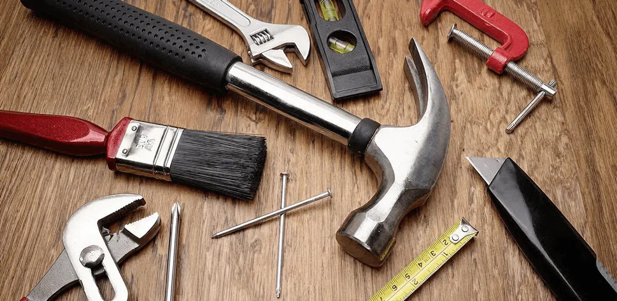 Handyman tools laid out for home repair and maintenance work in Austin, TX