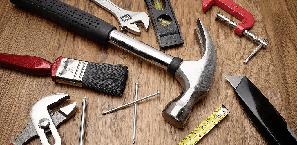 Handyman tools laid out for home repair and maintenance work in Austin, TX