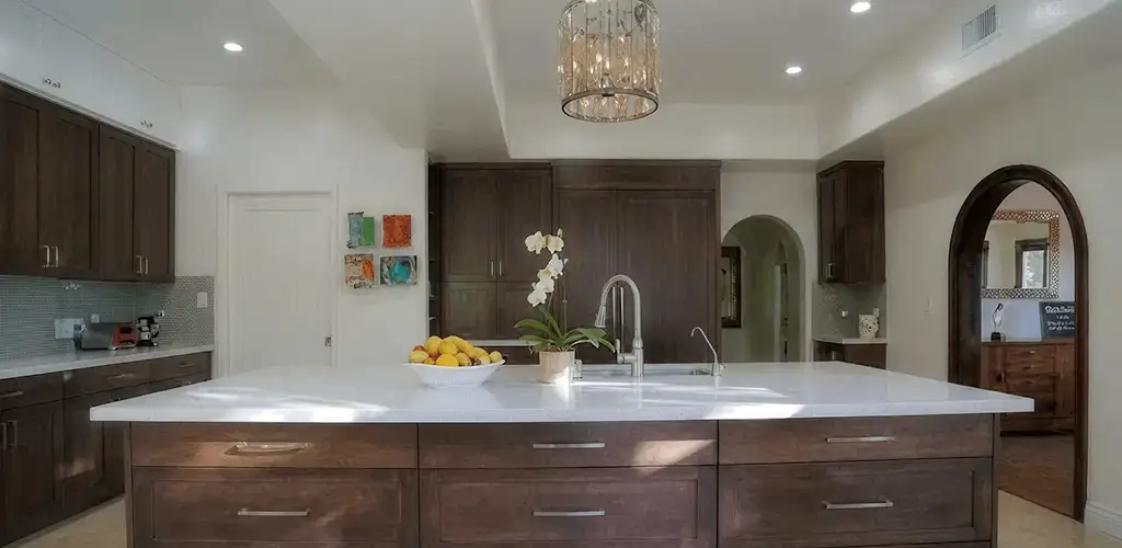 Cabinet refacing project with updated kitchen cabinets and island in Austin, TX