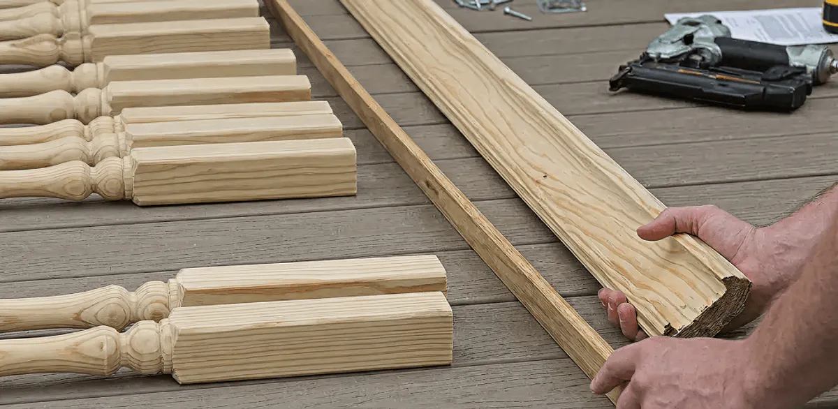 Handrail installation materials and wood components for stair rail work in Austin, TX
